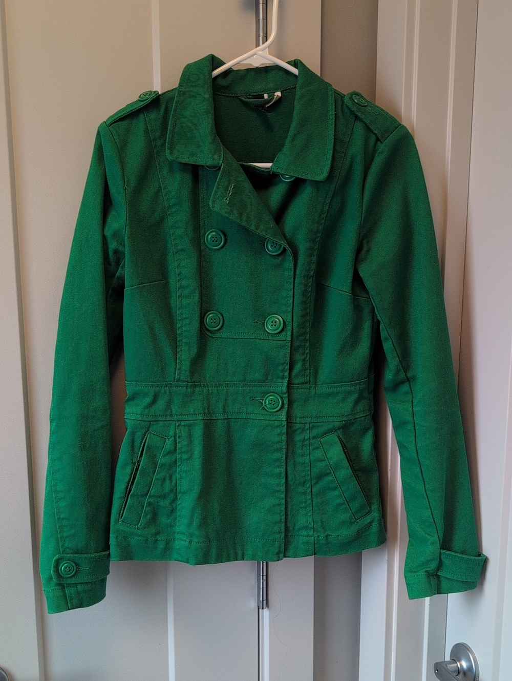 Women’s Divdee Size 4 Green Double-Breasted Cotton Jacket